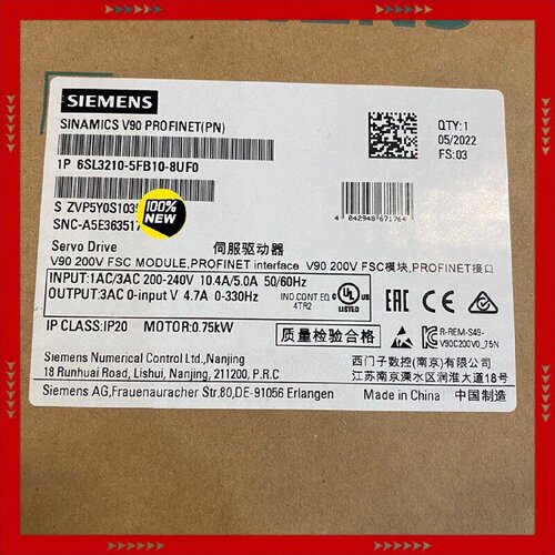 【问价】6SL3210-5FB10-8UF0V90伺服驱动器0