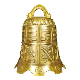 纯黄铜钟八仙法器寺庙撞钟超响铜铃铛大号挂钟复古铜铃铛八宝铜钟