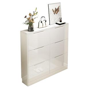 超薄鞋柜白色简约现代大容量门口家用烤漆翻斗岩板收纳鞋架门厅柜