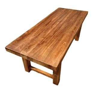 老榆木实木餐桌厚重大板桌长桌茶桌办公书桌原木免漆复古家用定制