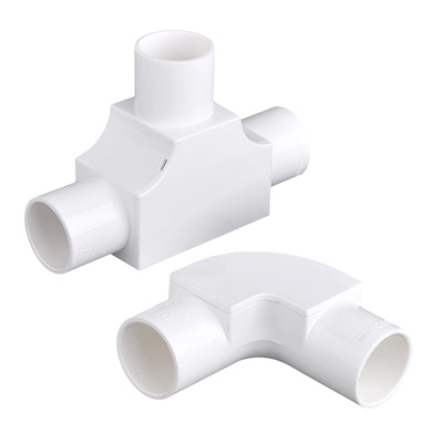 联塑PVC带盖三通盒弯通盒穿线