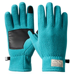 MISSION UV摇粒绒保暖手套女冬加厚加绒户外骑车防风防寒触屏手套