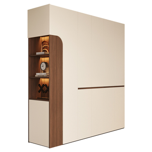 全实木一门到顶卧室衣柜中古风转角开放置物柜家用定制衣橱大容量