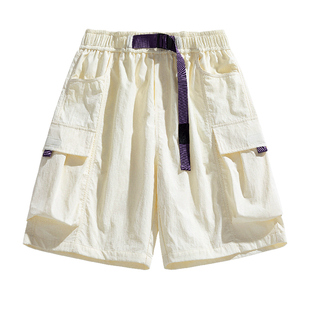 冰丝短裤子男款夏季多口袋机能风休闲运动裤薄款速干青少年五分裤