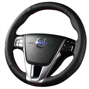 xc60方向盘套真皮手缝沃尔沃V40V60S60LXC90手缝方向盘套牛皮把套