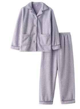男女羊羔绒贝壳边保暖秋冬家居服