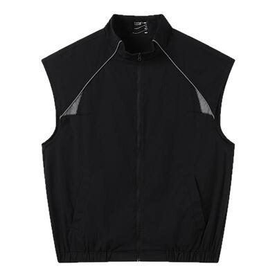 CryingCenter 运动无袖砍肩透气孔开衫立领马甲 哭喊中心