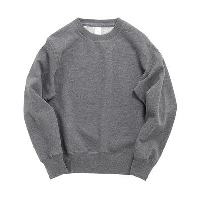 美式复古圆领套头宽松全棉卫衣男重磅纯棉纯色加厚百搭休闲上衣春