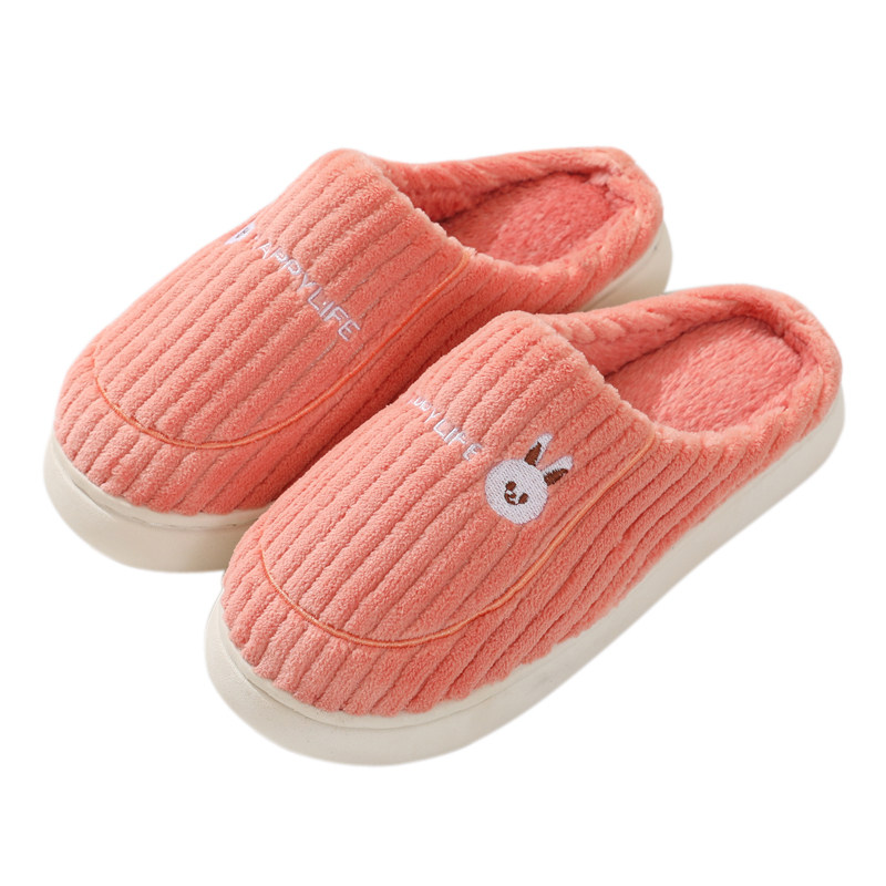 棉拖鞋女士秋冬季室内居家居厚底防滑情侣红色喜庆毛拖鞋家用男士