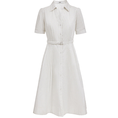 ONLY泡泡袖中长裙衬衫连衣裙