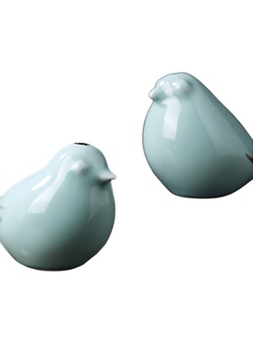 新中式陶瓷爱情鸟情侣摆件