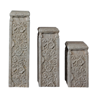 新中式祥云展示柱室内客厅玄关仿石柱摆件 户外落地花园花盆底坐