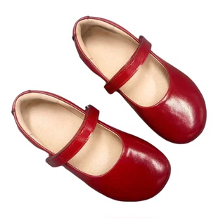 pepe同款童鞋玛丽珍鞋女童小银鞋意大利复古简约方头皮鞋百搭单鞋