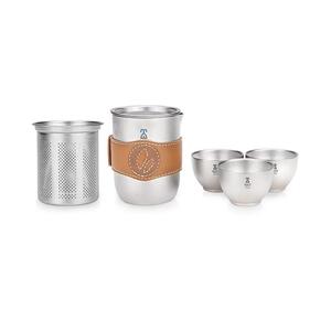KEITH铠斯钛时代纯钛泡茶套装手抓泡茶器过滤杯双层茶杯家用茶具