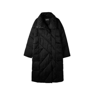 U/TI新中式提花长款90白鸭绒羽绒服女装保暖外套尤缇2025冬季新款
