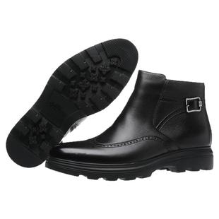 金利来拉链靴布洛克高帮加绒冬季保暖男鞋防滑正装皮鞋182940082