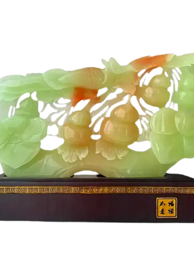 五福临门玉葫芦摆件高档招财