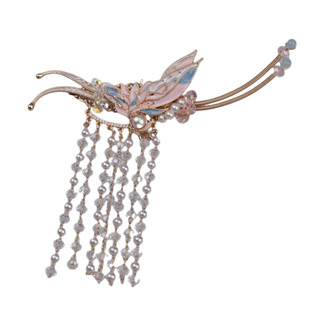 古风发饰蝴蝶发夹流苏掩鬓粉色花神配饰唐风古装汉服头饰2026新款