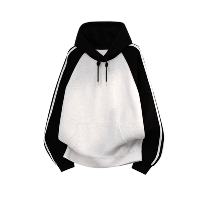 2025秋冬新款拼色卫衣连帽宽松套头上衣男女同款360G重磅美式帽衫