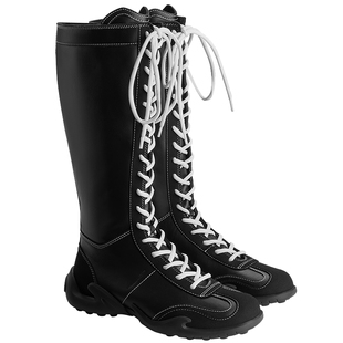 CHARLES&KEITH春季女靴CK1-91960001平底系带长靴运动风拳击靴