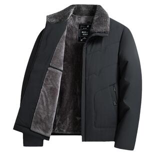 啄木鸟中年男士外套加绒加厚款爸爸装冬季棉袄防寒服中老年人棉衣