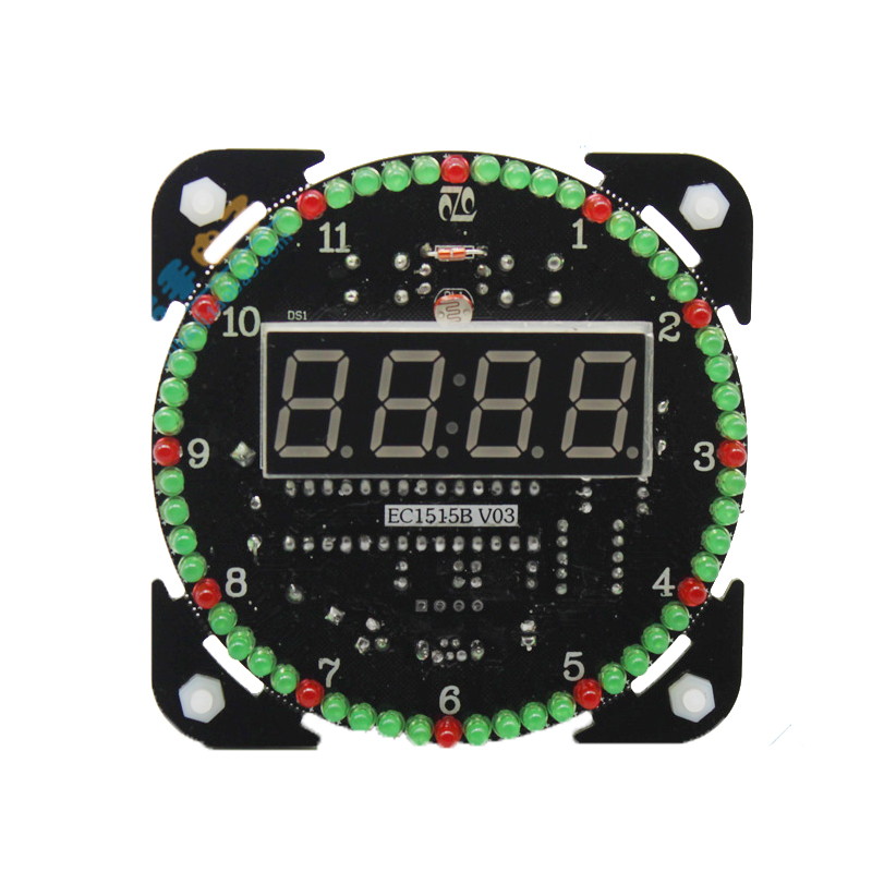 電子時鐘diy套件 51單片機光控溫度元件LED流水燈DIY制作散件組裝