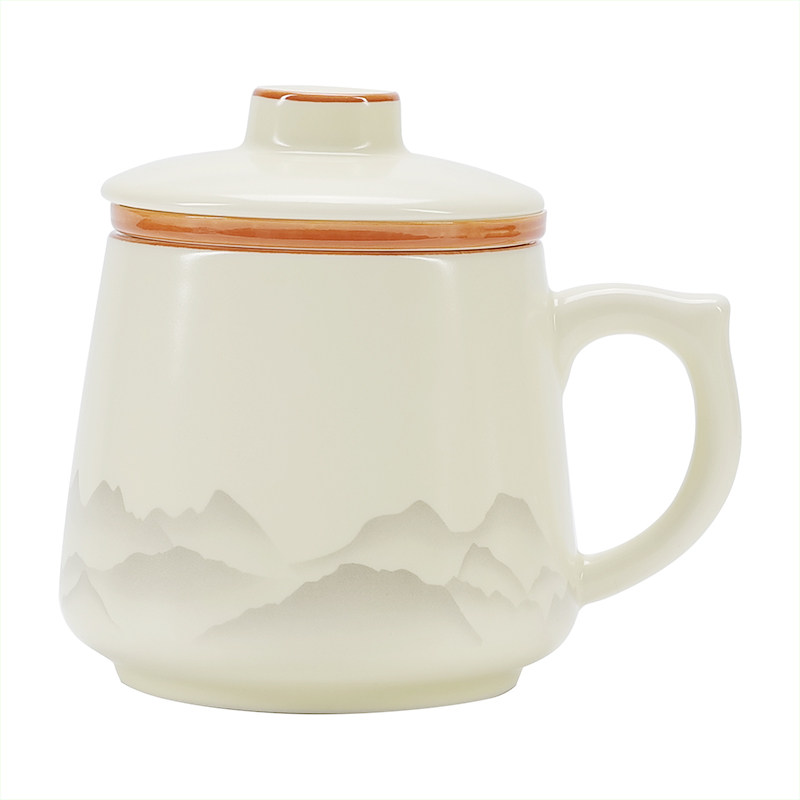 办公杯茶水分离陶瓷杯带茶漏过滤杯子带盖泡茶杯个人茶杯礼品定制
