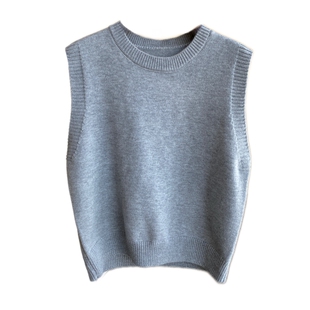 AMR UU◆叠穿时髦 洋气减龄灰色时尚针织马甲背心女上衣2026春新