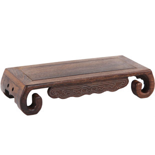 鸡翅木奇石底座长方形镶银丝书卷红木工艺品摆件石头盆景实木底座