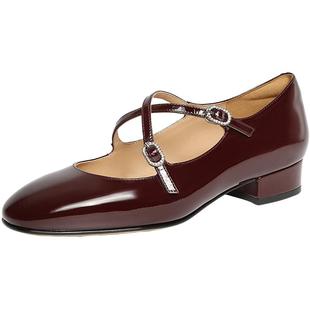 百丽珍妮女孩复古法式银色玛丽珍鞋新款平底浅口单鞋子BR402AQ4