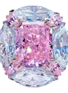 新款ins高级粉钻戒指女开口指环