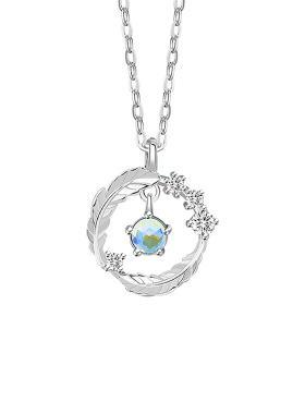 羽你相伴天然月光石女生纯银项链