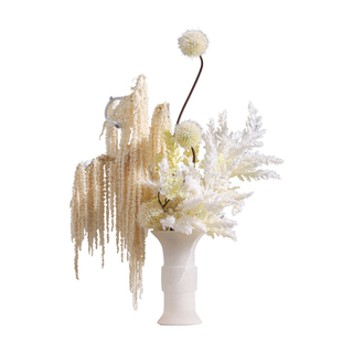 妖及  现代白色系仿真花【白烟】样板间客厅卧室床头柜装饰摆件