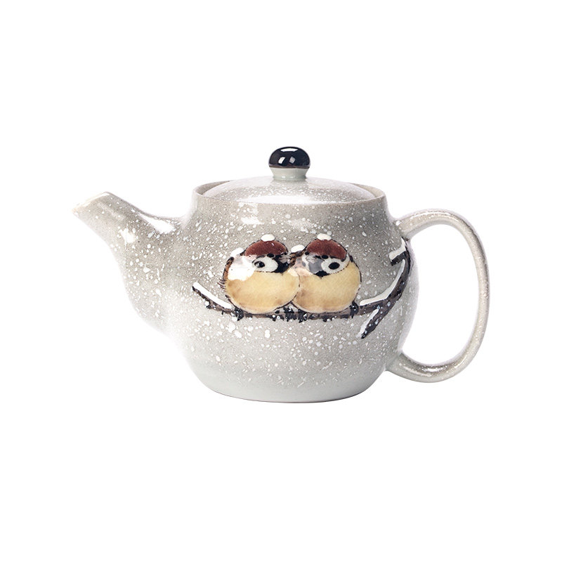 同合家居日本进口喜雀登枝茶壶茶杯茶具日式手作珍珠纹陶瓷泡茶壶