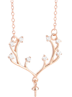 一鹿有你纯银琥珀吊坠空托DIY