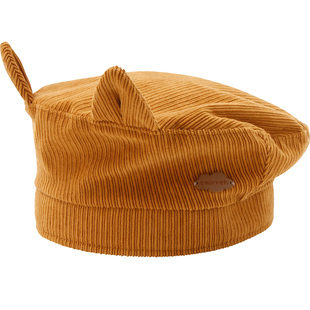 【猫耳朵】伊米伦宝宝帽子女孩贝雷帽春新款儿童日系水桶帽灯芯绒