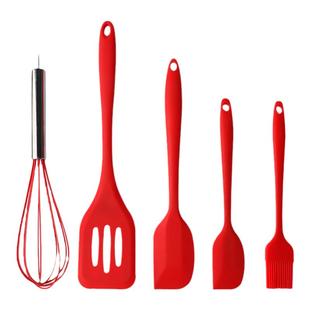 亚马逊爆款 硅胶厨具5件套 烹饪勺铲打蛋器刷子厨房工具彩盒包装