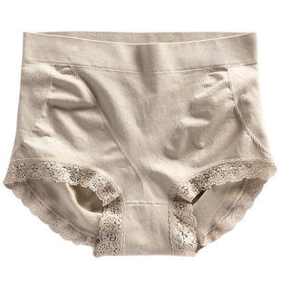 收腹提臀中腰女无缝蕾丝边棉底档蜜桃臀性感包臀锦纶女平角裤内裤