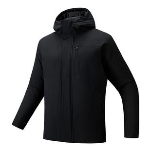 安踏连帽羽绒服防水男士商务行政夹克2025冬季新款棉服加厚外套