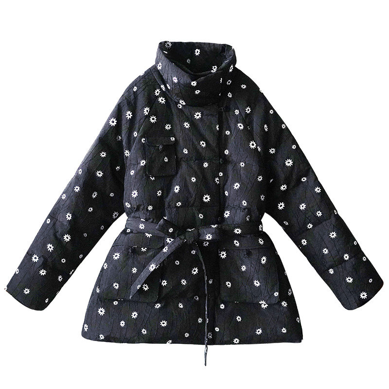 黑色立领中长款羽绒服女冬季加厚