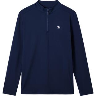 骆驼男装除臭速干长袖t恤男春季2026新款半拉链立领打底衫上衣