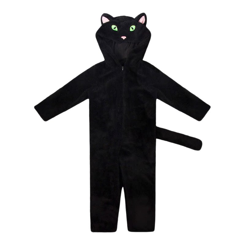 儿童黑猫卡通动物连体睡衣