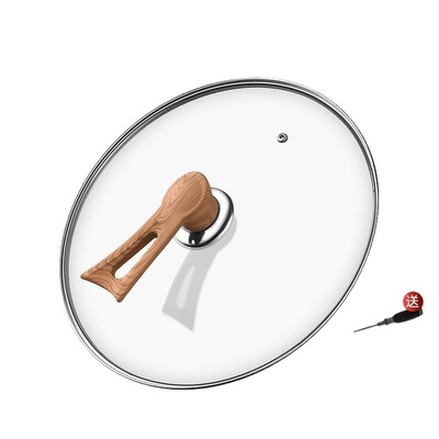 锅盖家用万能通用钢化玻璃盖32cm加厚盖子把手可立式耐高温煎锅