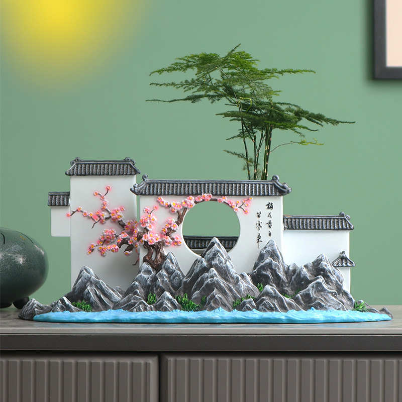 中式微景观古风江南小摆件园林建筑场景微缩造景花盆庭院模型盆景