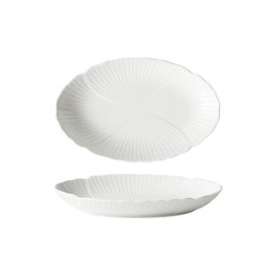 鱼盘家用陶瓷纯白新款蒸鱼盘子高级感大号烤鱼盘椭圆形装鱼盘菜盘