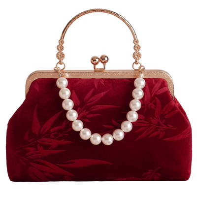 复古中国风旗袍包中式红色手提包