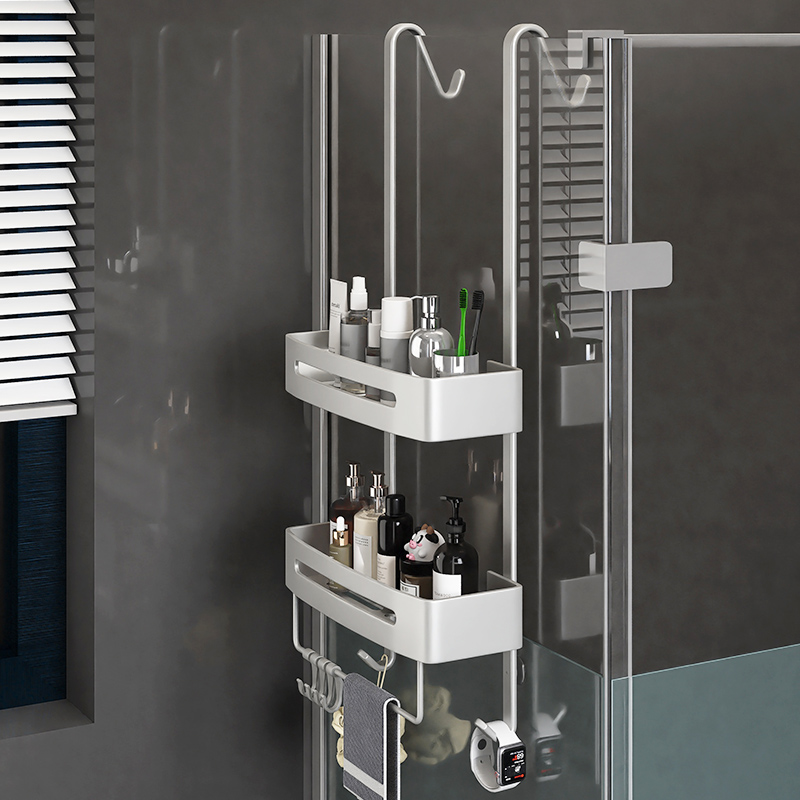浴室置物架洗手间不锈钢挂篮卫生间收纳厕所淋浴房挂架玻璃门架子