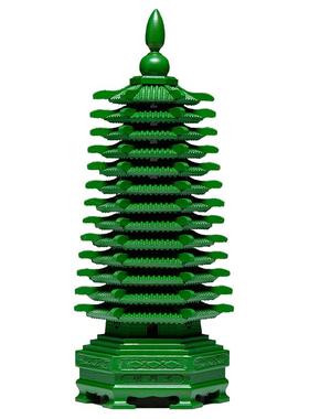 刺史绿色桃木文昌塔摆件