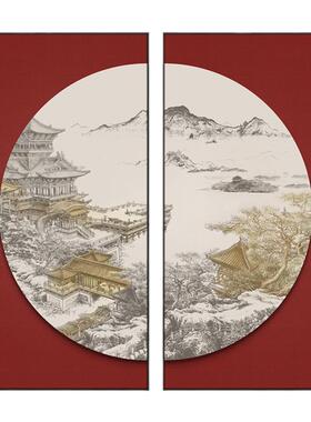 餐厅新中式挂画玄关立体浮雕客厅
