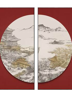餐厅新中式挂画玄关立体浮雕客厅